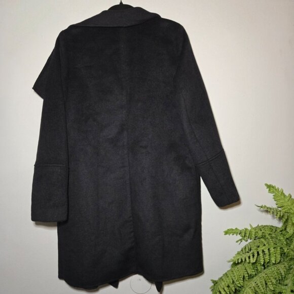 Lands’ End Wool-Blend Wrap Coat – Black Belted Longline Jacket – Size 8 - Picture 6 of 6